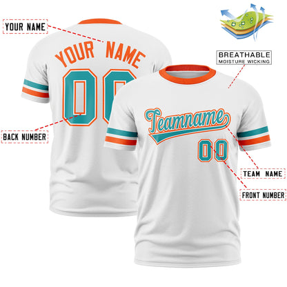 Custom White Orange T-shirt Classic Style Stripe Fashion Sports Shirt for Youth & Adults