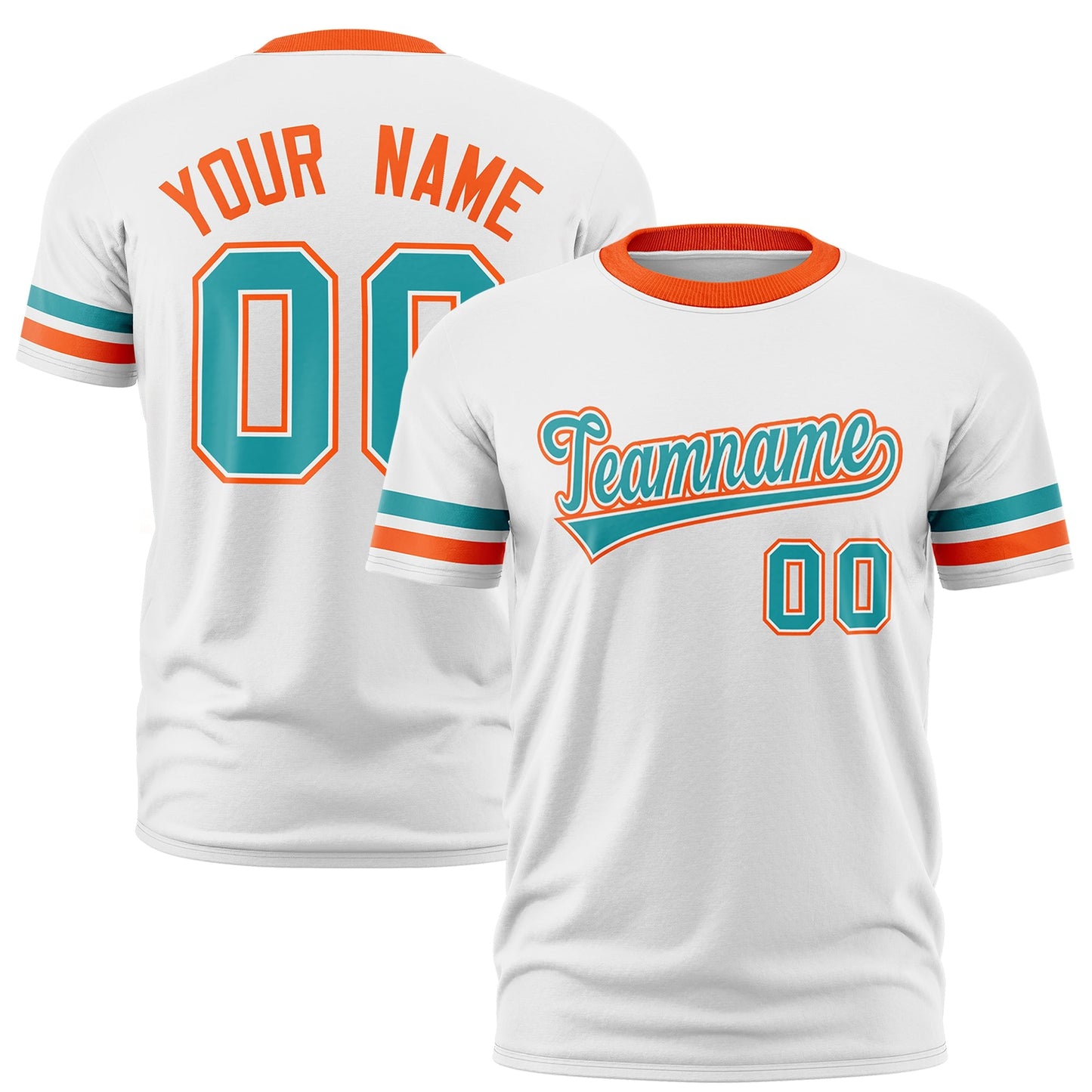 Custom White Orange T-shirt Classic Style Stripe Fashion Sports Shirt for Youth & Adults