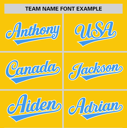 Custom Gold Powder Blue T-shirt Classic Style Stripe Fashion Sports Shirt for Youth & Adults