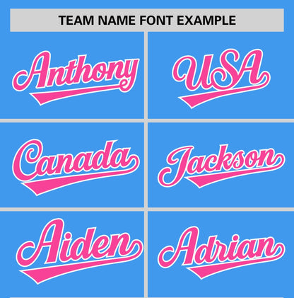 Custom Powder Blue Pink T-shirt Classic Style Stripe Fashion Sports Shirt for Youth & Adults