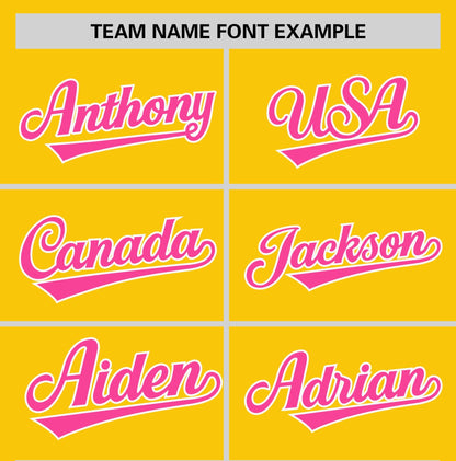 Custom Gold Pink T-shirt Classic Style Stripe Fashion Sports Shirt for Youth & Adults
