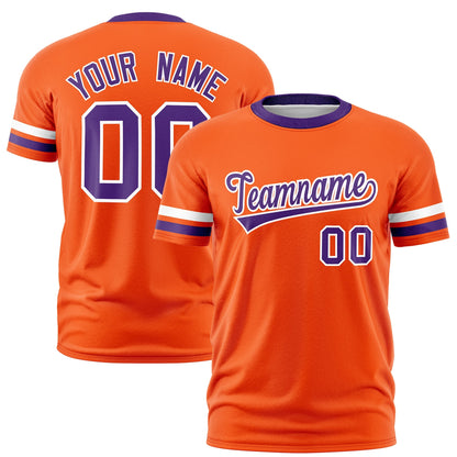 Custom Orange Purple T-shirt Classic Style Stripe Fashion Sports Shirt for Youth & Adults