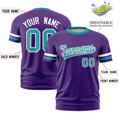 Custom Purple Aqua T-shirt Classic Style Stripe Fashion Sports Shirt for Youth & Adults