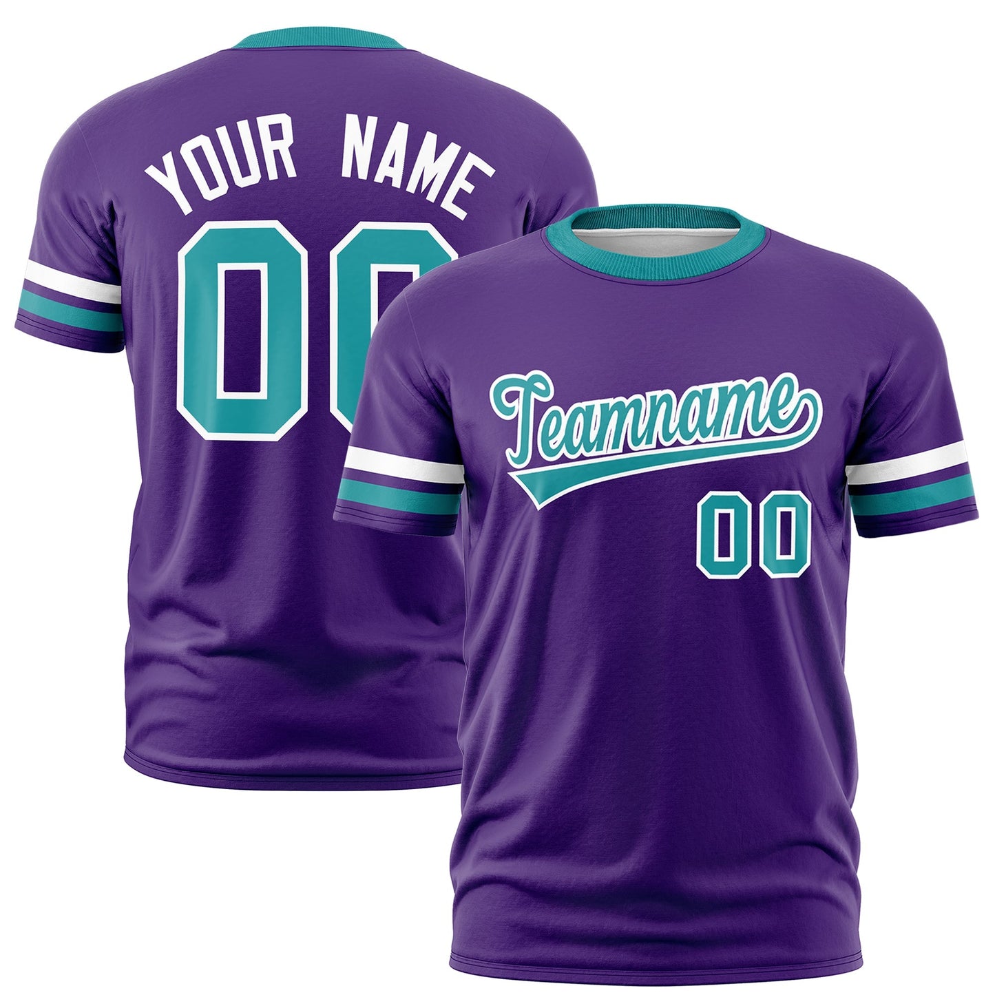 Custom Purple Aqua T-shirt Classic Style Stripe Fashion Sports Shirt for Youth & Adults