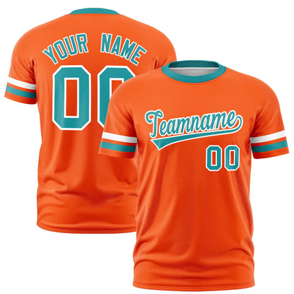 Custom Orange Aqua T-shirt Classic Style Stripe Fashion Sports Shirt for Youth & Adults