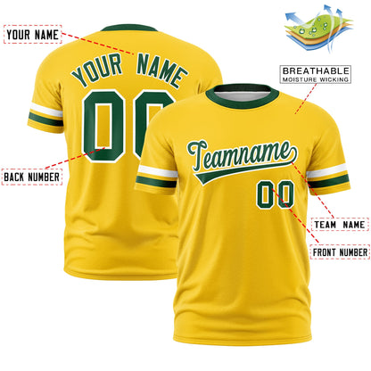 Custom Gold Green T-shirt Classic Style Stripe Fashion Sports Shirt for Youth & Adults