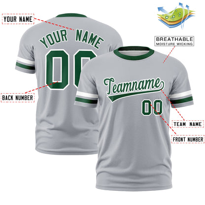 Custom Gray Green T-shirt Classic Style Stripe Fashion Sports Shirt for Youth & Adults