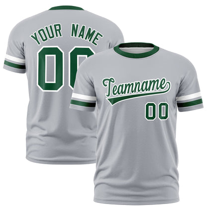 Custom Gray Green T-shirt Classic Style Stripe Fashion Sports Shirt for Youth & Adults