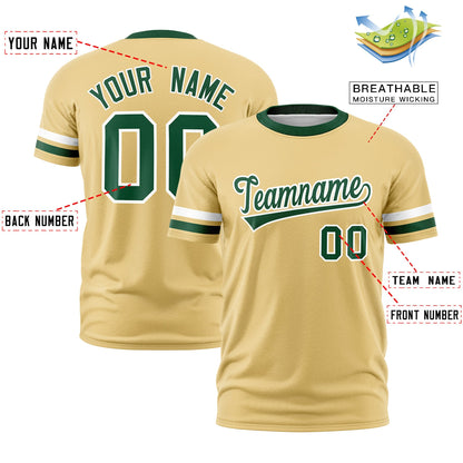 Custom Khaki Green T-shirt Classic Style Stripe Fashion Sports Shirt for Youth & Adults