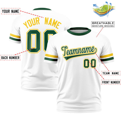 Custom White Green T-shirt Classic Style Stripe Fashion Sports Shirt for Youth & Adults
