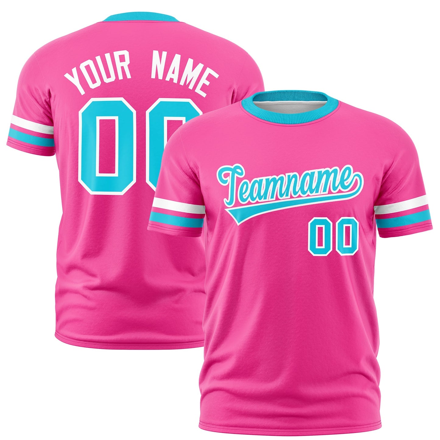 Custom Pink Sky Blue T-shirt Classic Style Stripe Fashion Sports Shirt for Youth & Adults