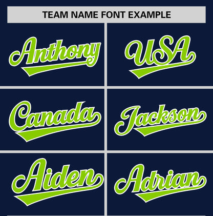 Custom Navy Neon Green T-shirt Classic Style Stripe Fashion Sports Shirt for Youth & Adults