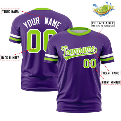 Custom Purple Neon Green T-shirt Classic Style Stripe Fashion Sports Shirt for Youth & Adults