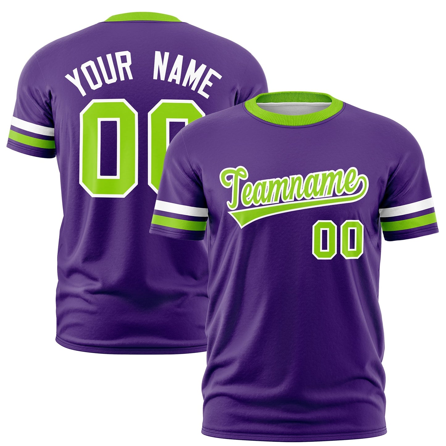 Custom Purple Neon Green T-shirt Classic Style Stripe Fashion Sports Shirt for Youth & Adults
