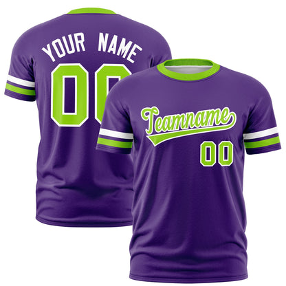 Custom Purple Neon Green T-shirt Classic Style Stripe Fashion Sports Shirt for Youth & Adults