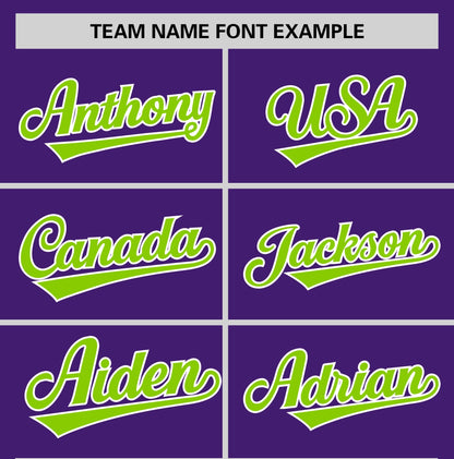 Custom Purple Neon Green T-shirt Classic Style Stripe Fashion Sports Shirt for Youth & Adults