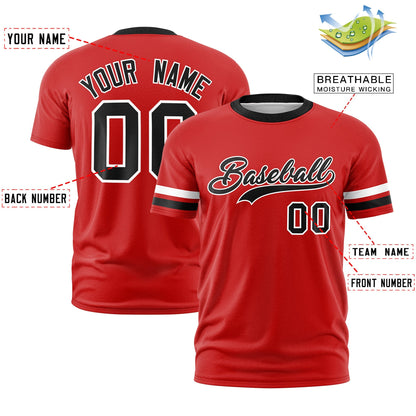 Custom Red Black T-shirt Classic Style Stripe Fashion Sports Shirt for Youth & Adults