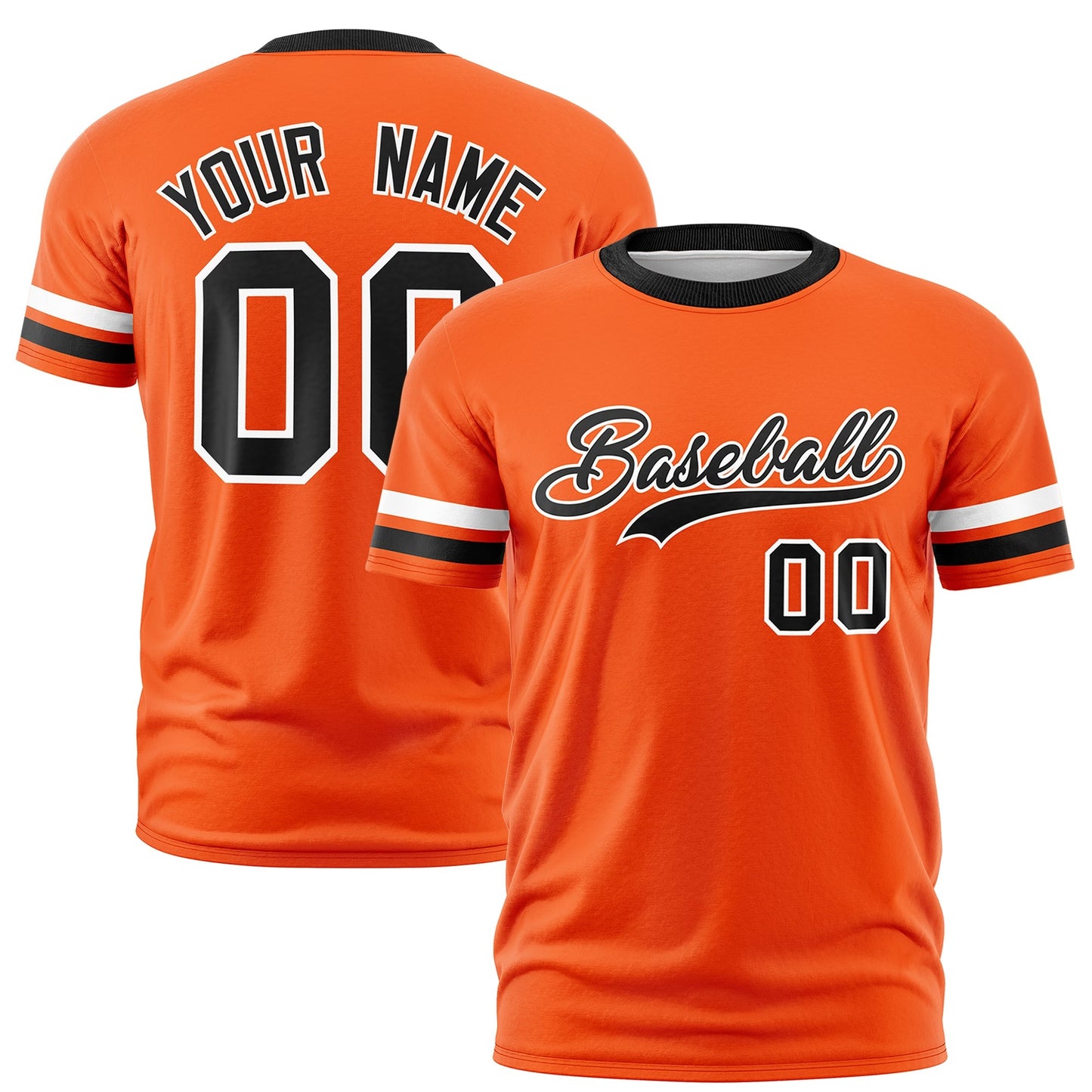 Custom Orange Black T-shirt Classic Style Stripe Fashion Sports Shirt for Youth & Adults