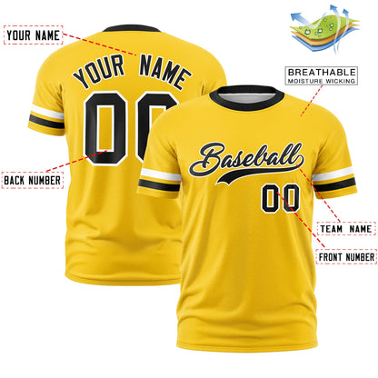 Custom Gold Black T-shirt Classic Style Stripe Fashion Sports Shirt for Youth & Adults