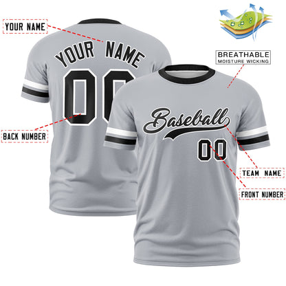 Custom Gray Black T-shirt Classic Style Stripe Fashion Sports Shirt for Youth & Adults