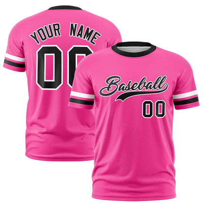 Custom Pink Black T-shirt Classic Style Stripe Fashion Sports Shirt for Youth & Adults