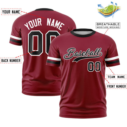 Custom Crimson Black T-shirt Classic Style Stripe Fashion Sports Shirt for Youth & Adults