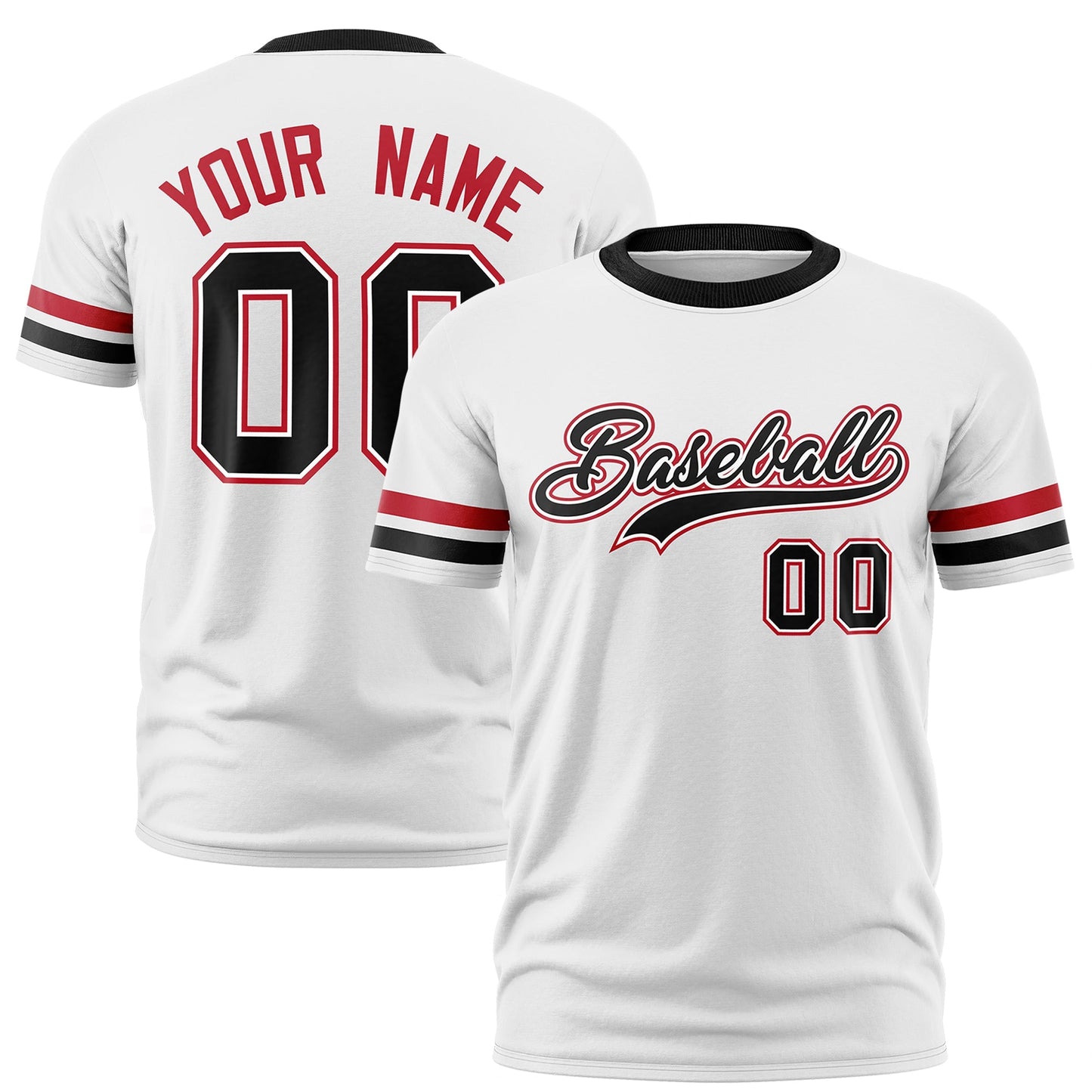 Custom White Black T-shirt Classic Style Stripe Fashion Sports Shirt for Youth & Adults