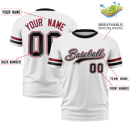 Custom White Black T-shirt Classic Style Stripe Fashion Sports Shirt for Youth & Adults