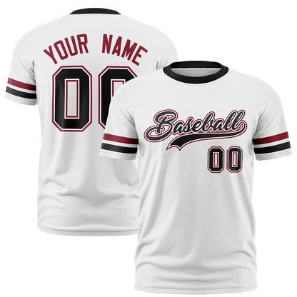 Custom White Black T-shirt Classic Style Stripe Fashion Sports Shirt for Youth & Adults