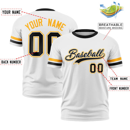 Custom White Black T-shirt Classic Style Stripe Fashion Sports Shirt for Youth & Adults