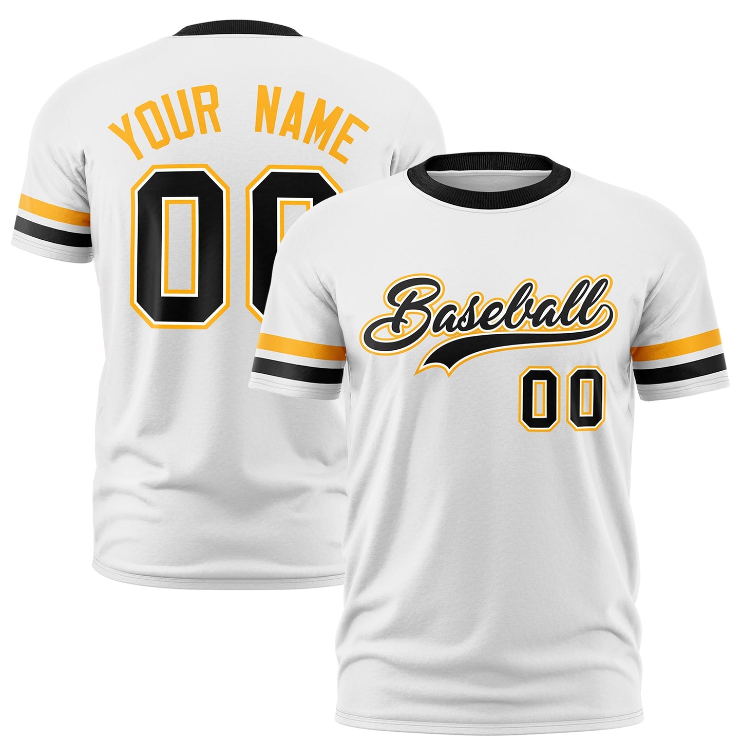 Custom White Black T-shirt Classic Style Stripe Fashion Sports Shirt for Youth & Adults