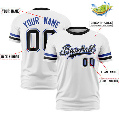 Custom White Black T-shirt Classic Style Stripe Fashion Sports Shirt for Youth & Adults