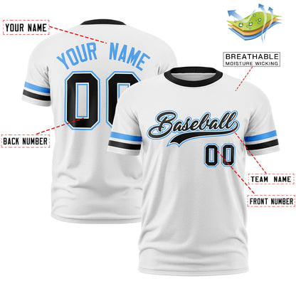 Custom White Black T-shirt Classic Style Stripe Fashion Sports Shirt for Youth & Adults