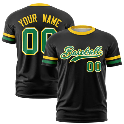 Custom Black Kelly Green T-shirt Classic Style Stripe Fashion Sports Shirt for Youth & Adults