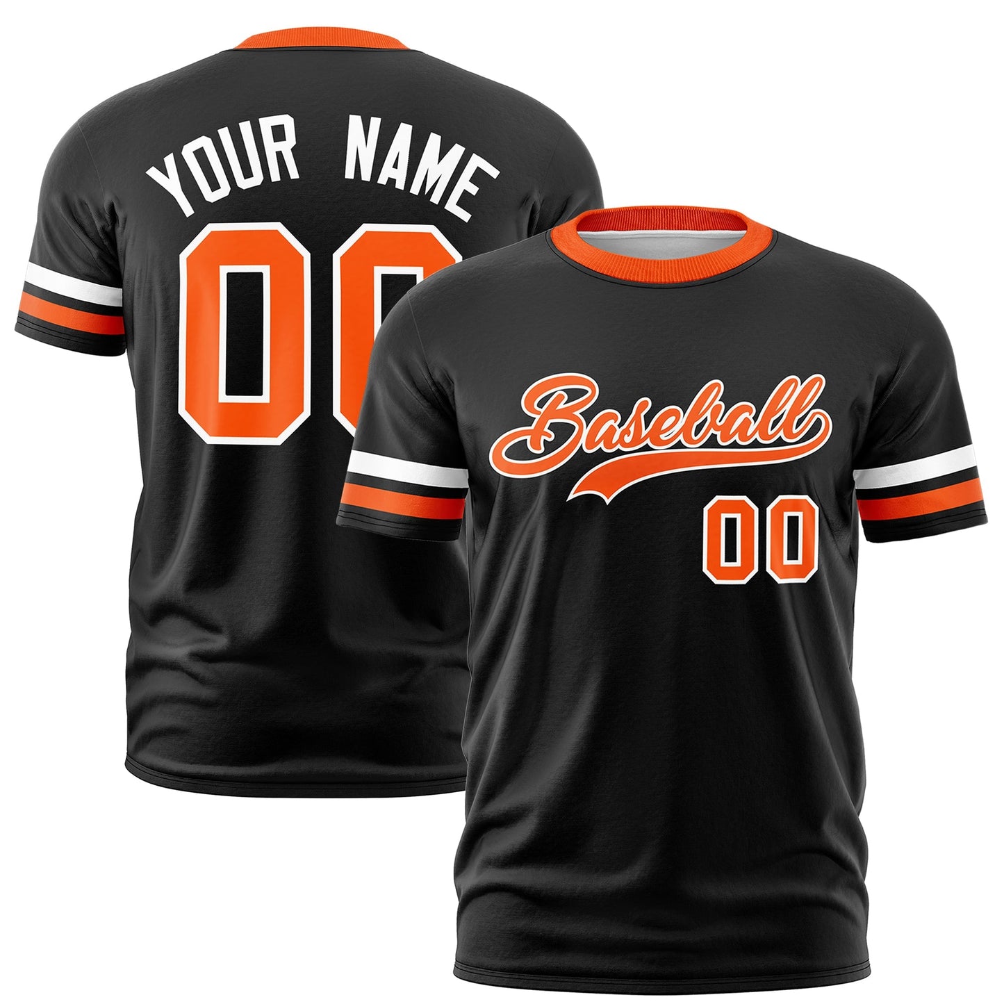 Custom Black Orange T-shirt Classic Style Stripe Fashion Sports Shirt for Youth & Adults