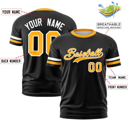 Custom Black Yellow T-shirt Classic Style Stripe Fashion Sports Shirt for Youth & Adults