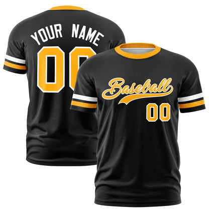 Custom Black Yellow T-shirt Classic Style Stripe Fashion Sports Shirt for Youth & Adults