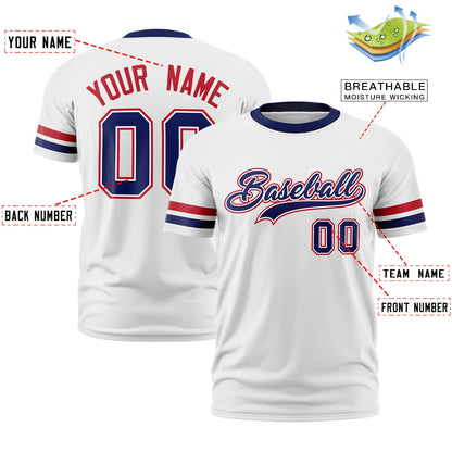 Custom White T-shirt Classic Style Stripe Fashion Sports Shirt for Youth & Adults