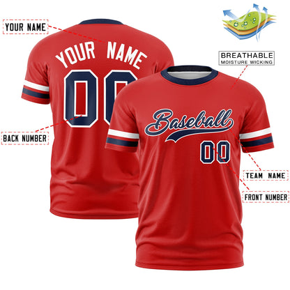 Custom Red Navy T-shirt Classic Style Stripe Fashion Sports Shirt for Youth & Adults