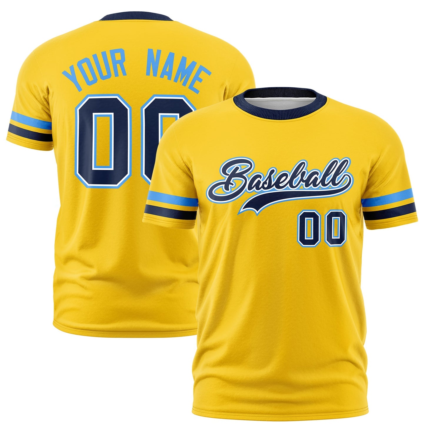 Custom Gold Navy T-shirt Classic Style Stripe Fashion Sports Shirt for Youth & Adults