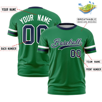 Custom Kelly Green Navy T-shirt Classic Style Stripe Fashion Sports Shirt for Youth & Adults