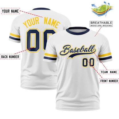 Custom White Navy T-shirt Classic Style Stripe Fashion Sports Shirt for Youth & Adults