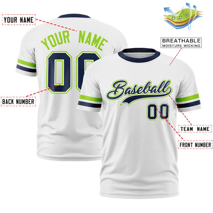 Custom White Navy T-shirt Classic Style Stripe Fashion Sports Shirt for Youth & Adults