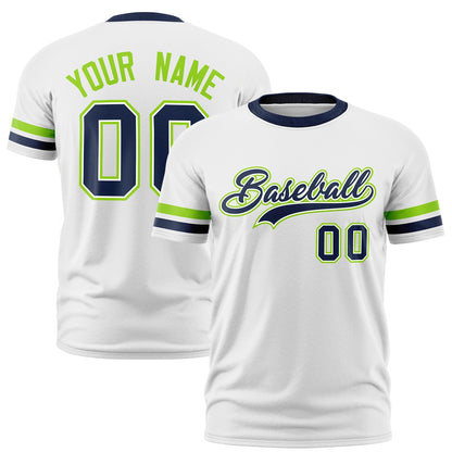 Custom White Navy T-shirt Classic Style Stripe Fashion Sports Shirt for Youth & Adults