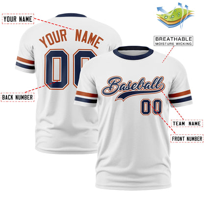 Custom White Navy T-shirt Classic Style Stripe Fashion Sports Shirt for Youth & Adults
