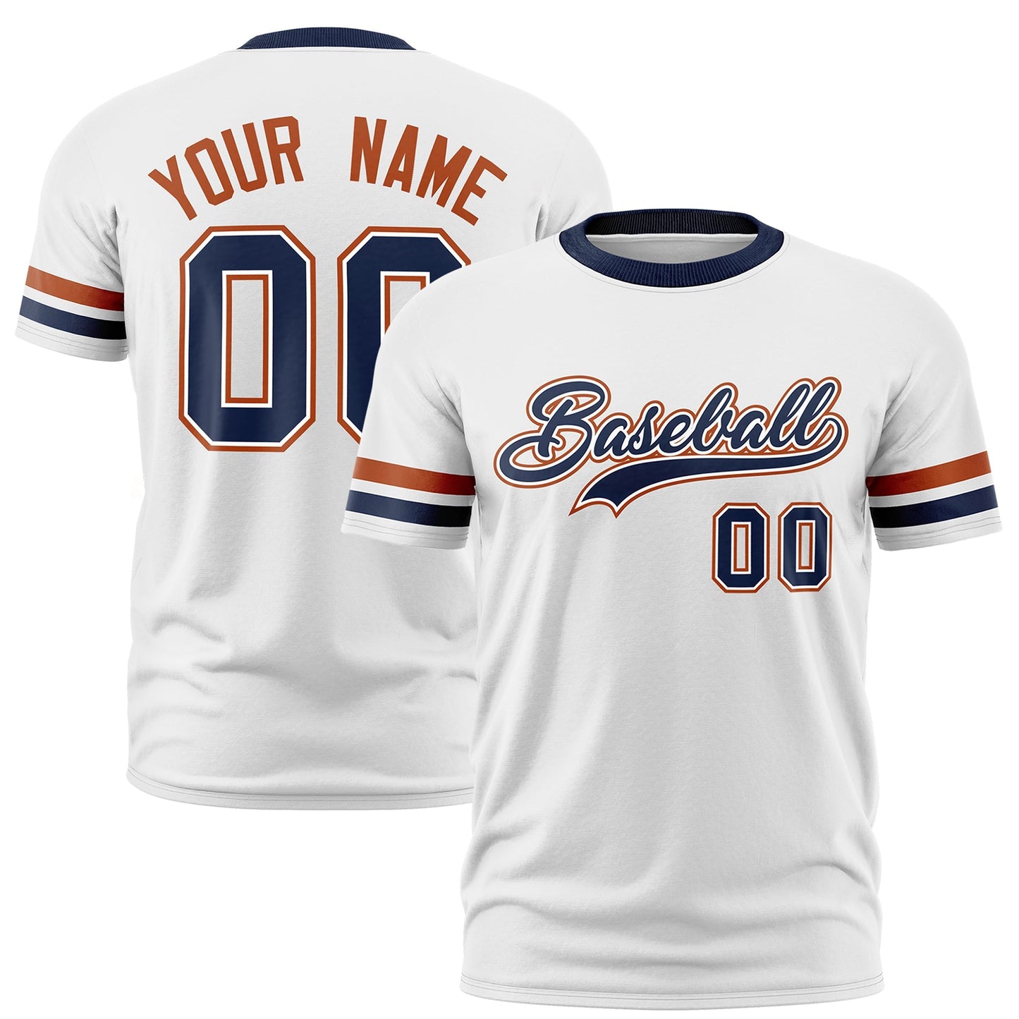 Custom White Navy T-shirt Classic Style Stripe Fashion Sports Shirt for Youth & Adults
