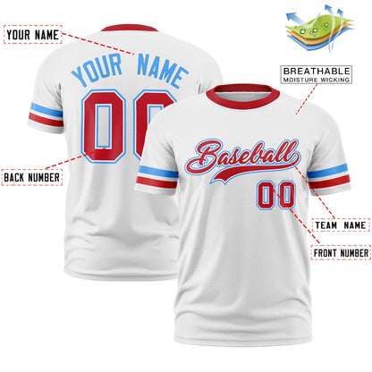 Custom White Red T-shirt Classic Style Stripe Fashion Sports Shirt for Youth & Adults