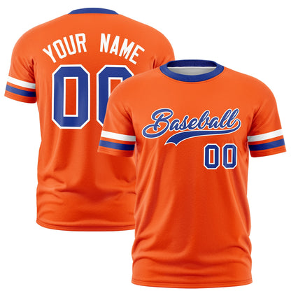 Custom Orange Royal Blue T-shirt Classic Style Stripe Fashion Sports Shirt for Youth & Adults