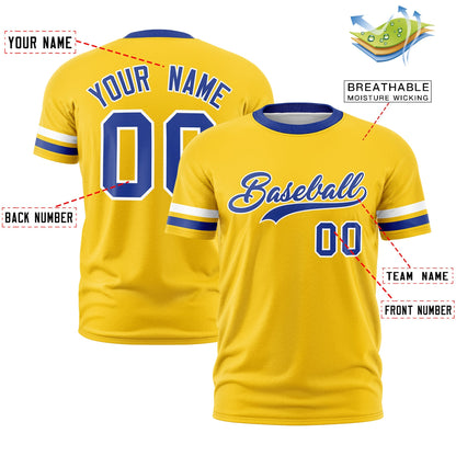 Custom Gold Royal Blue T-shirt Classic Style Stripe Fashion Sports Shirt for Youth & Adults