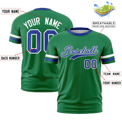 Custom Kelly Green Royal Blue T-shirt Classic Style Stripe Fashion Sports Shirt for Youth & Adults